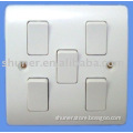 UK type 5 gang 1way wall light switch